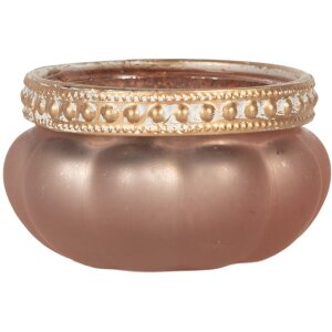 Portacandele Clayre & Eef 6GL5212 Rosa Oro Ø 6x4 cm