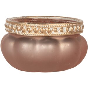 Portacandele Clayre & Eef 6GL5212 Rosa Oro Ø 6x4 cm