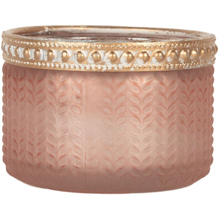 Portacandele in vetro Clayre & Eef 6GL5214 Ø 7x4 cm Rosa
