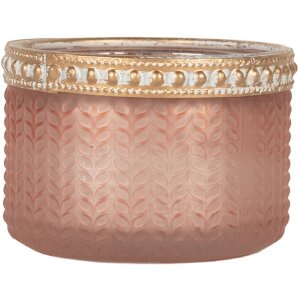 Portacandele in vetro Clayre & Eef 6GL5214 Ø 7x4 cm Rosa