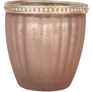Portacandele in vetro Clayre & Eef 6GL5215 Rosa Ø 9x6 cm