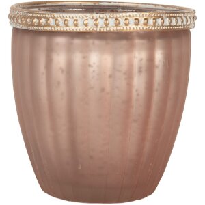 Portacandele in vetro Clayre & Eef 6GL5215 Rosa Ø 9x6 cm