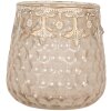 Portacandele in vetro Clayre & Eef 6GL5225 Ø 10x10 cm Rosa
