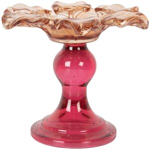 Portacandele Clayre & Eef 6GL5338O Ø 14x11 cm Arancione Rosa Vetro