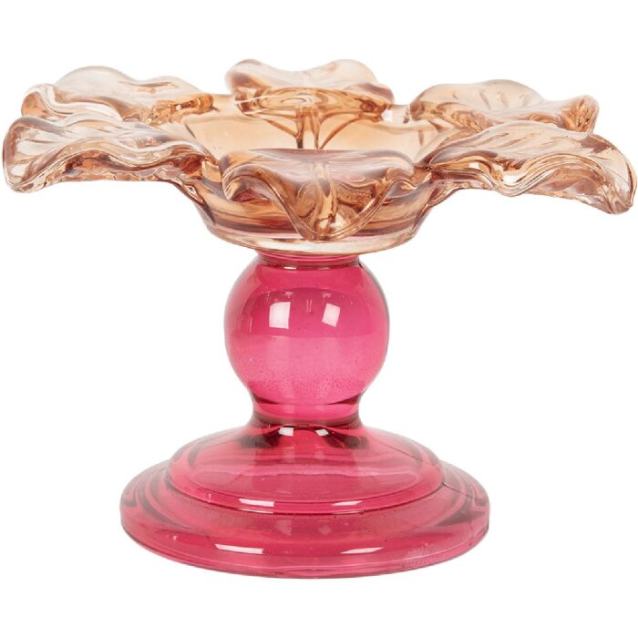 Portacandele Clayre & Eef 6GL5339 Ø 14x9 cm Arancione Rosa