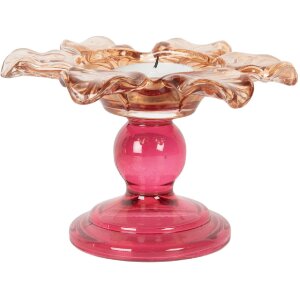 Portacandele Clayre & Eef 6GL5339 Ø 14x9 cm Arancione Rosa