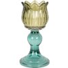 Portacandele in vetro Clayre & Eef 6GL5340 Ø 8x16 cm Verde e Blu