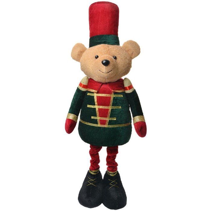 Decorazione Orso Clayre & Eef 50825 25x15x58 cm Marrone e Rosso