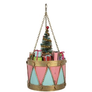 Clayre & Eef 6Y5866 Decorazione Tamburo Rosa Blu Ø 17x25/37 cm
