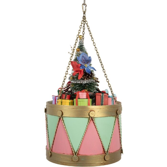 Clayre & Eef 6Y5867P Decorazione Tamburo Ø 21x34/43 cm Rosa Verde