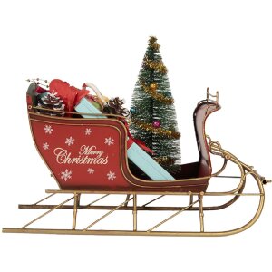 Clayre & Eef 6Y5870 Decorazione Slitta 30x15x22 cm Rosso Dorato