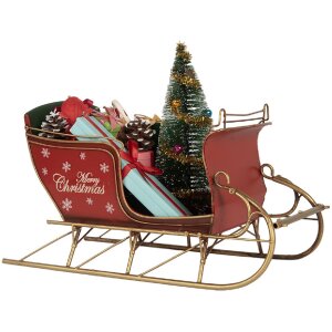 Clayre & Eef 6Y5870 Decorazione Slitta 30x15x22 cm Rosso Dorato