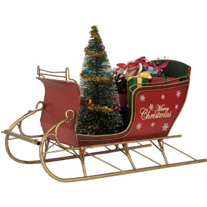 Clayre & Eef 6Y5870 Decorazione Slitta 30x15x22 cm Rosso Dorato