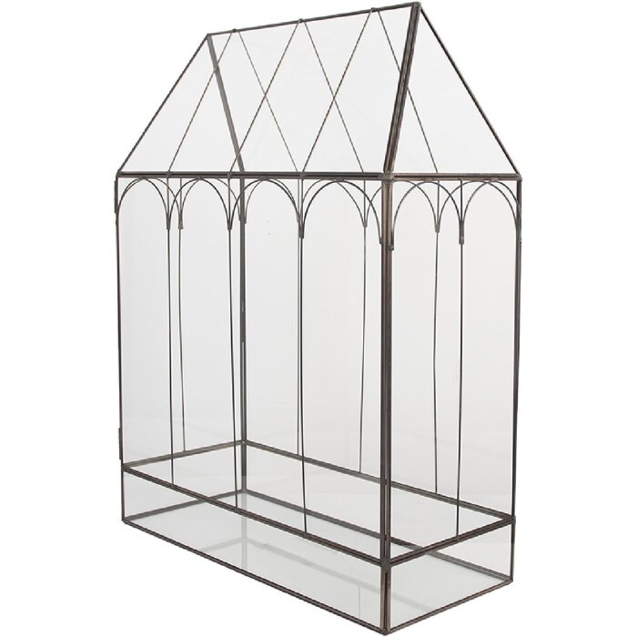 Clayre & Eef 5GL0022 Decorazione Mini Serra 35x15x46 cm Nera Trasparente