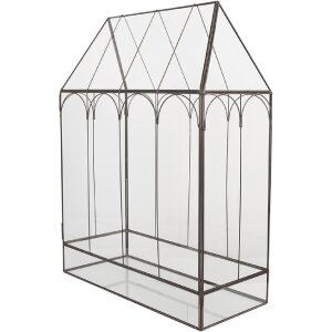 Clayre & Eef 5GL0022 Decorazione Mini Serra 35x15x46 cm Nera Trasparente