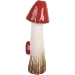 Decorazione Fungo Clayre & Eef 6TE0578 16x14x41 cm Bianco e Rosso