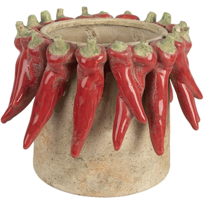 Vaso per fiori Clayre & Eef 6TE0579L Ø 21x17 cm in terracotta Stile rustico