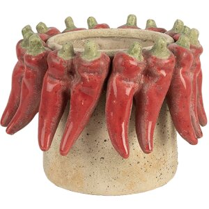 Vaso per fiori Clayre & Eef 6TE0579M Ø 17x13 cm Beige Rosso Terracotta