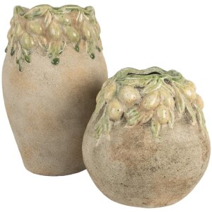 Vaso per fiori Clayre & Eef 6TE0582 Ø 18x27 cm Beige-Giallo Terracotta