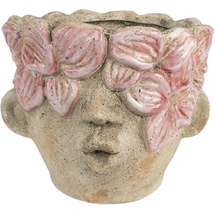 Vaso per fiori Clayre & Eef 6TE0583 Ø 18x15 cm Beige-Rosa