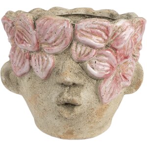 Vaso per fiori Clayre & Eef 6TE0583 Ø 18x15 cm Beige-Rosa