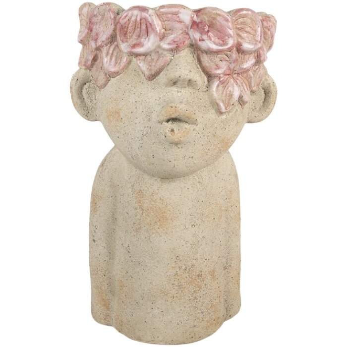 Vaso per fiori Clayre & Eef 6TE0584L 20x19x31 cm Beige Rosa