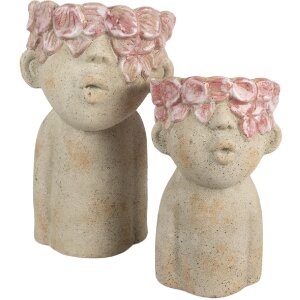 Vaso per fiori Clayre & Eef 6TE0584L 20x19x31 cm Beige Rosa