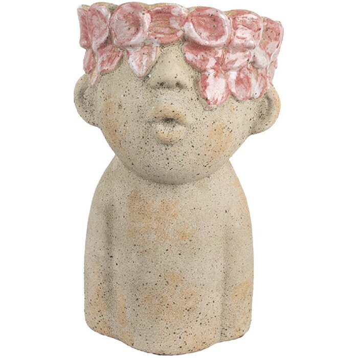 Vaso per fiori Clayre & Eef 6TE0584M 16x15x25 cm Beige Rot