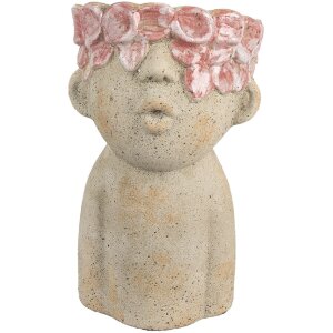 Vaso per fiori Clayre & Eef 6TE0584M 16x15x25 cm Beige Rot