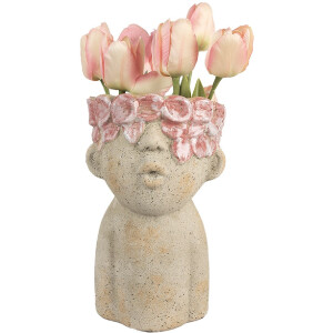 Vaso per fiori Clayre & Eef 6TE0584M 16x15x25 cm Beige Rot