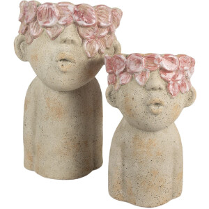 Vaso per fiori Clayre & Eef 6TE0584M 16x15x25 cm Beige Rot