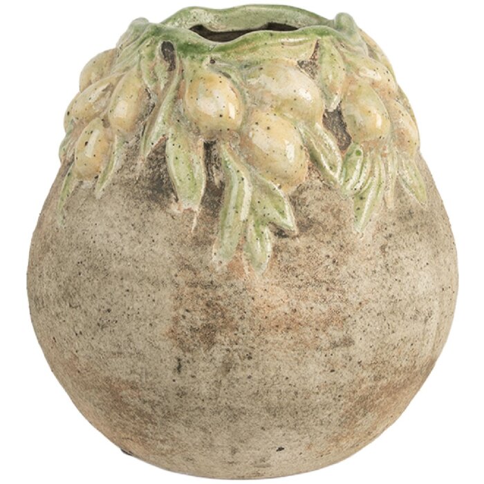 Vaso per fiori Clayre & Eef 6TE0585 Ø 18x18 cm Beige Giallo