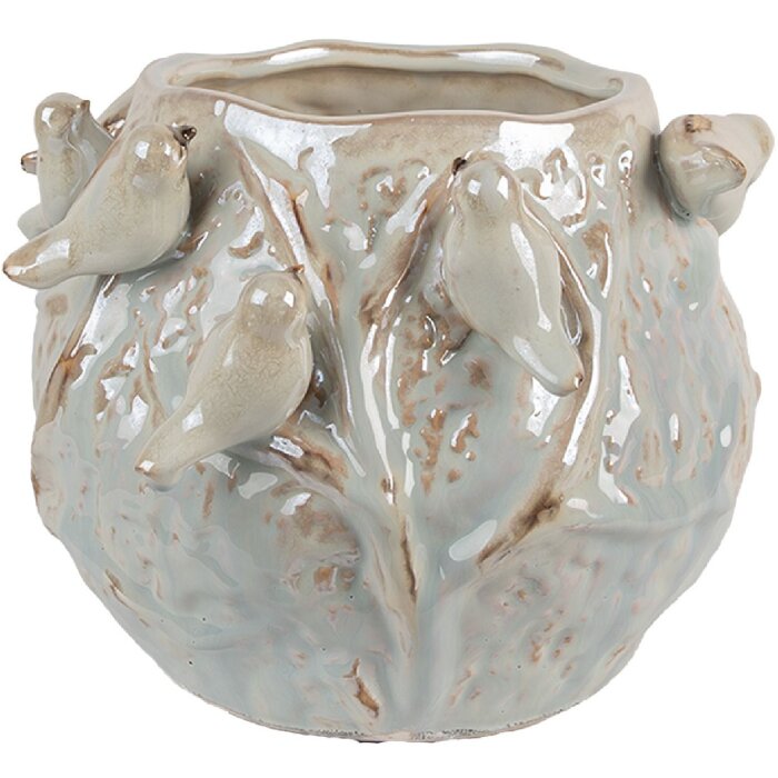 Vaso per fiori Clayre & Eef 6TE0587 22x21x17 cm Verde Grigio