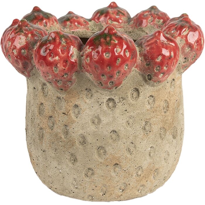 Vaso per fiori Clayre & Eef 6TE0588L Ø 19x16 cm Beige-Rosso