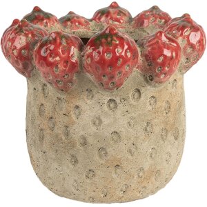 Vaso per fiori Clayre & Eef 6TE0588L Ø 19x16 cm Beige-Rosso