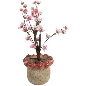 Vaso per fiori Clayre & Eef 6TE0588L Ø 19x16 cm Beige-Rosso
