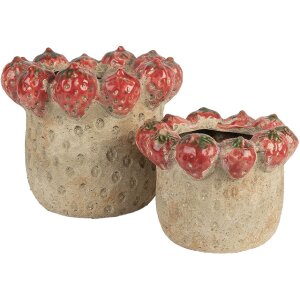 Vaso per fiori Clayre & Eef 6TE0588L Ø 19x16 cm Beige-Rosso