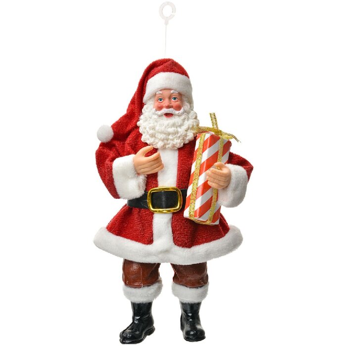 Decorazione Appendibile Babbo Natale Clayre & Eef 66245 10x6x17 cm Rosso e Bianco
