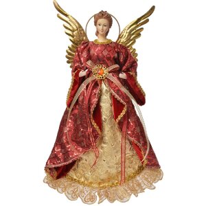 Decorazione Angelo Clayre & Eef 66251 26x15x44 cm Rosso e Dorato