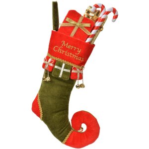 Clayre & Eef 66252 Decorazione Calza di Natale 24x7x46 cm Rossa e Verde
