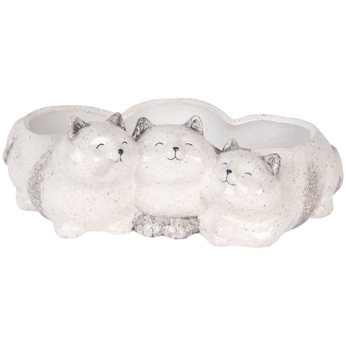 Vaso per fiori Gatto Clayre & Eef 6CE2132 Grigio 27x16x10 cm
