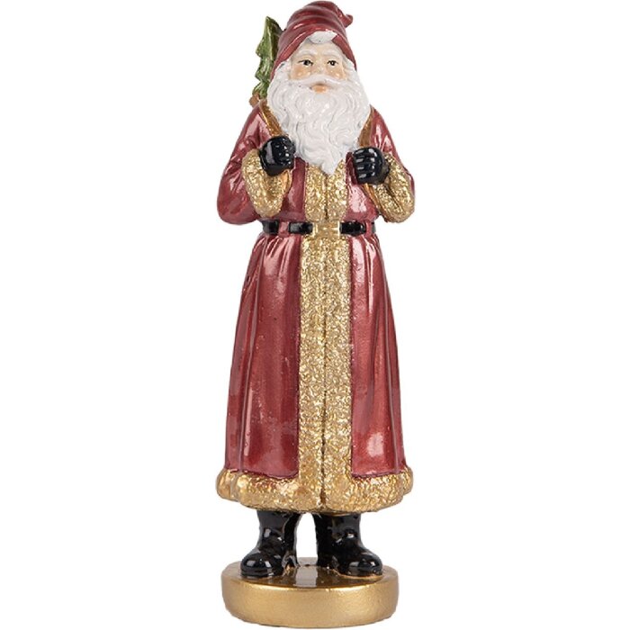 Decorazione Babbo Natale Clayre & Eef 6PR5534 6x5x15 cm Rosso e Dorato