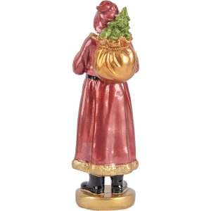 Decorazione Babbo Natale Clayre & Eef 6PR5534 6x5x15 cm Rosso e Dorato
