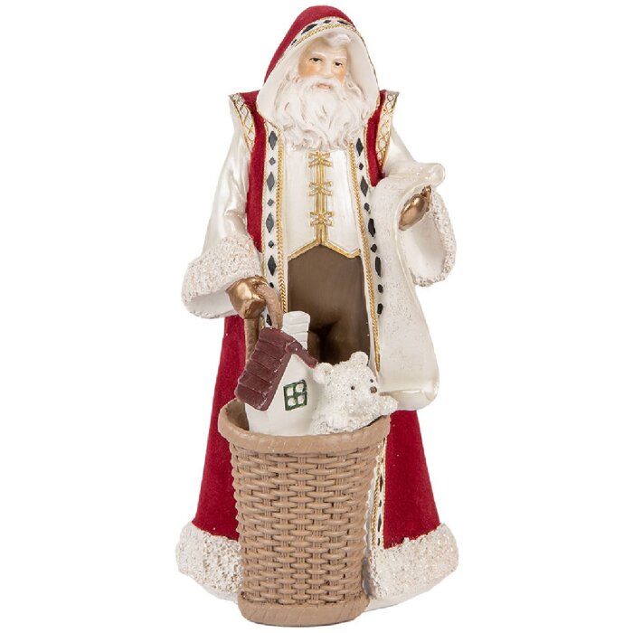 Clayre & Eef 6PR5536 Decorazione Babbo Natale Beige Rosso 15x14x29 cm