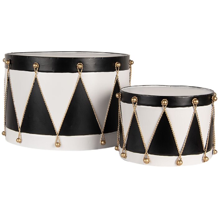 Set di 2 Tamburi Decorativi Clayre & Eef 6Y5806 Ø 40x25 / Ø 26x17 cm