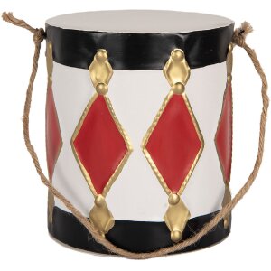 Set di 2 Tamburi Decorativi Clayre & Eef 6Y5808 Bianco-Nero Ø 15x38 / Ø 13x29 cm
