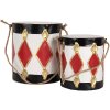 Set di 2 Tamburi Decorativi Clayre & Eef 6Y5808 Bianco-Nero Ø 15x38 / Ø 13x29 cm