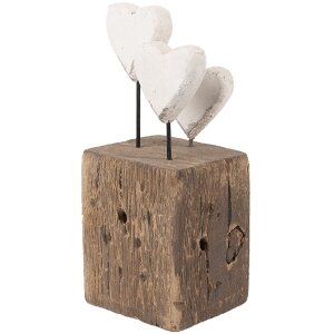 Clayre & Eef 6H2418 Decorazione Cuori 7x6x15 cm in Legno