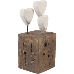 Clayre & Eef 6H2418 Decorazione Cuori 7x6x15 cm in Legno