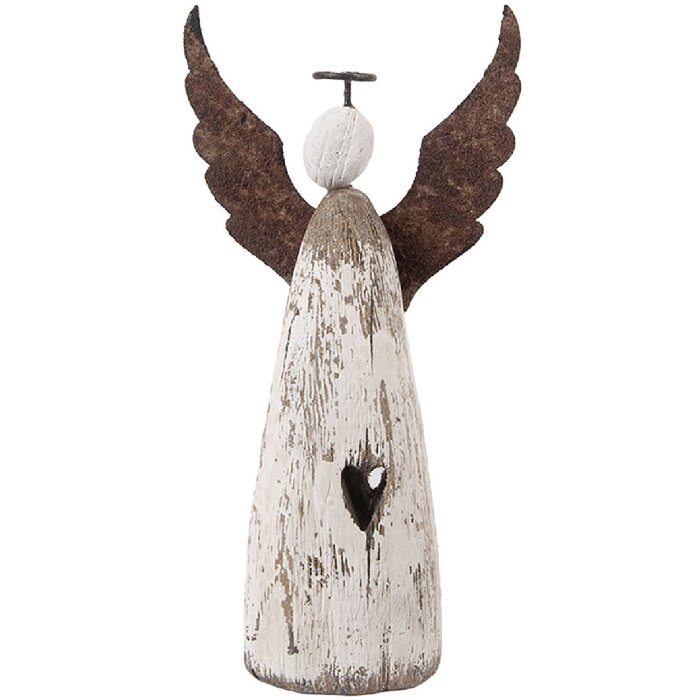 Decorazione Angelo Clayre & Eef 6H2420M 9x4x18 cm Bianco-Marrone
